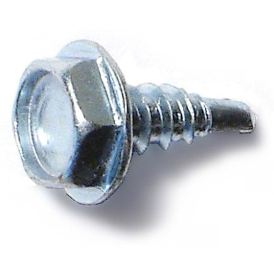#6-20 x 3/8" Zinc Plated Steel Hex Washer Head Self-Drilling Screws