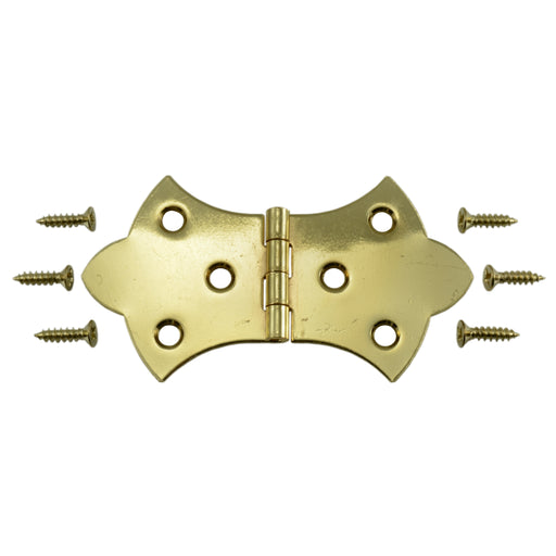 1-11/16 x 3-1/16" Brass Plated Steel Ornamental Hinges