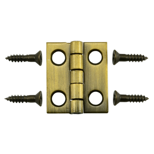 3/4" x 5/8" Antique Brass Plated Steel Butt Hinges