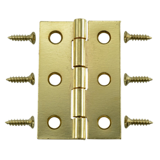 2 x 1-3/8" Bright Brass Plated Steel Butt Hinges