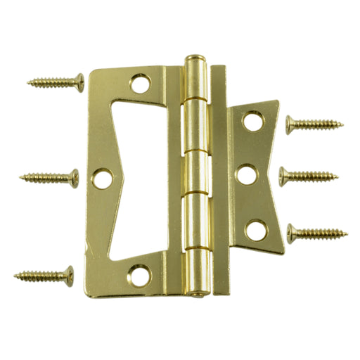 3" Brass Plated Steel Non-Mortise Hinges