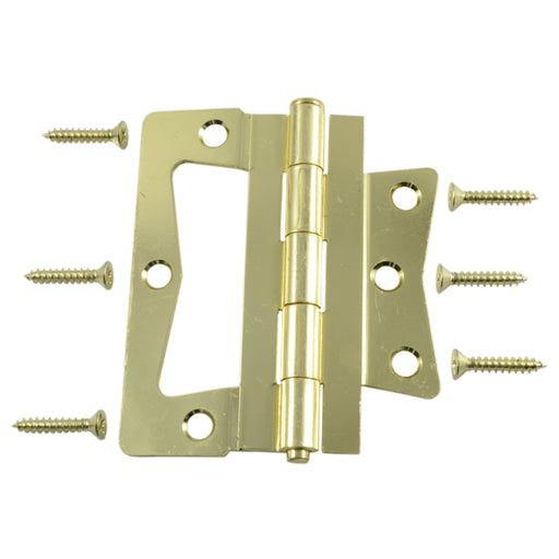 4" Brass Plated Steel Non-Mortise Hinges