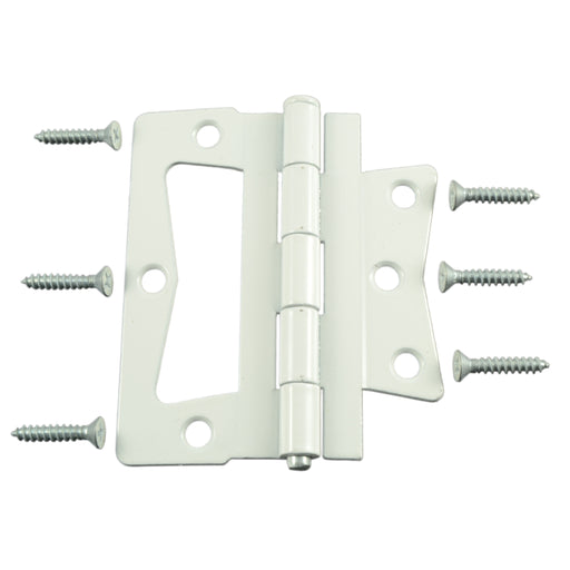 4" White Steel Non-Mortise Hinges