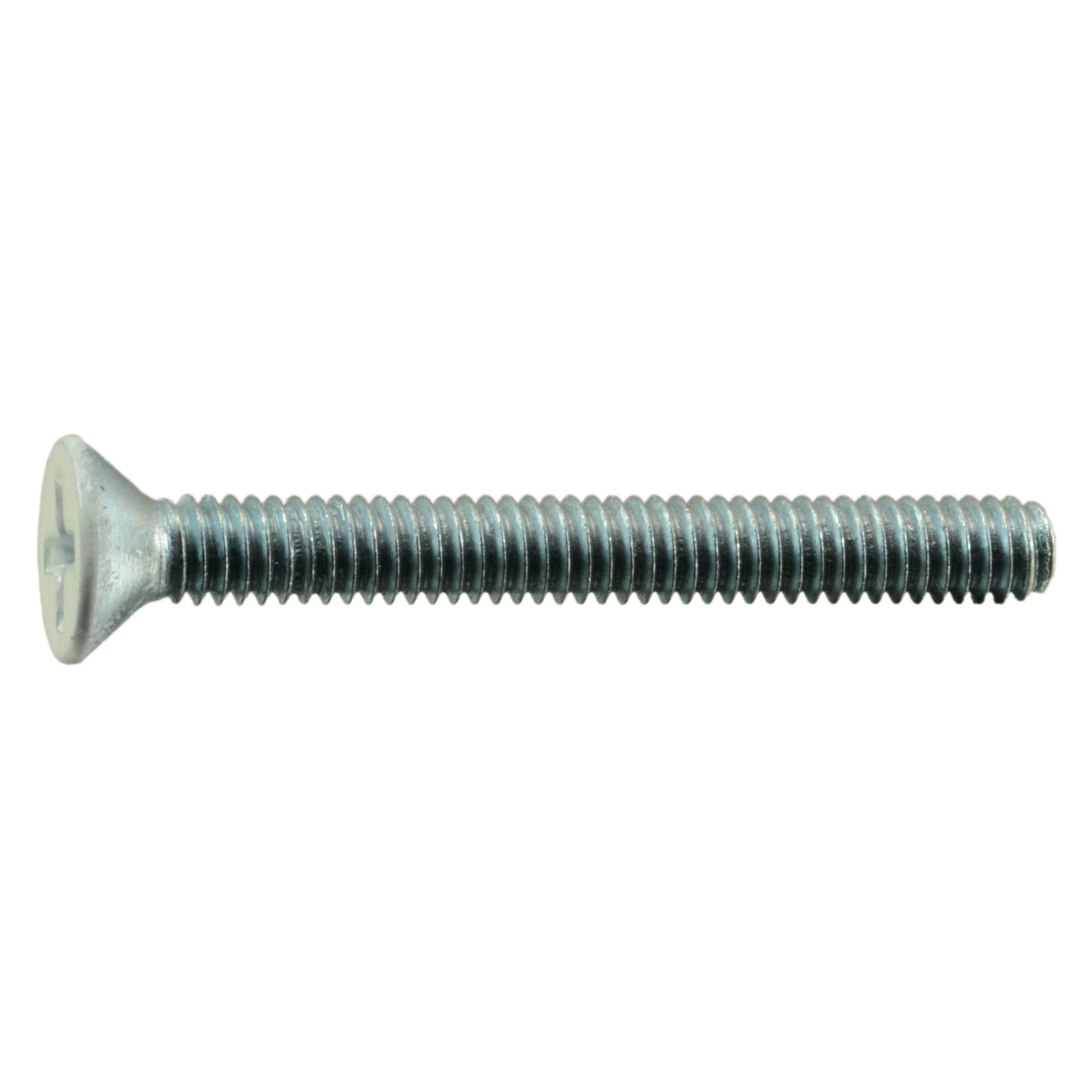 #8-32 x 1-1/2" White Painted Head Zinc Plated Steel Coarse Thread Phillips Flat Head Machine Screws
