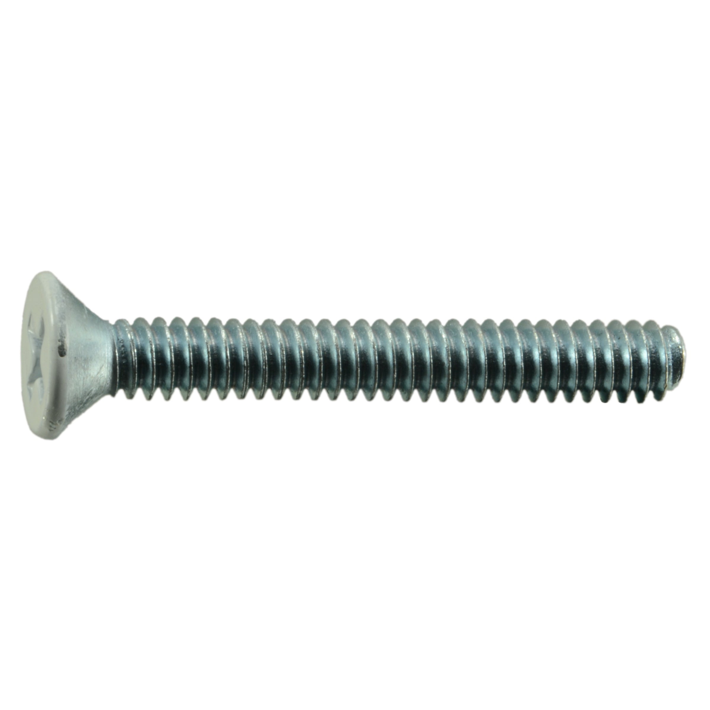 #10-24 x 1-1/2" White Painted Head Zinc Plated Steel Coarse Thread Phillips Flat Head Machine Screws