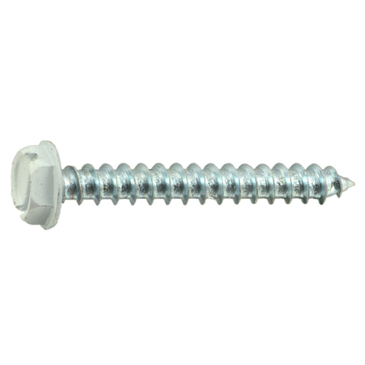 #10 x 1-1/2" White Painted Steel Slotted Hex Washer Head Sheet Metal Screws