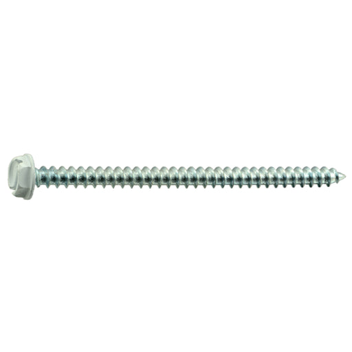 #10 x 3" White Painted Steel Slotted Hex Washer Head Sheet Metal Screws