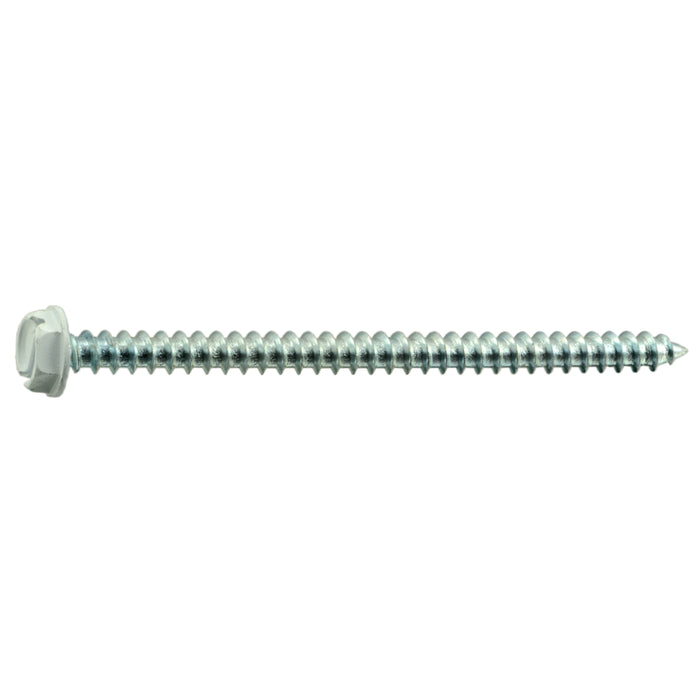 #10 x 3" White Painted Steel Slotted Hex Washer Head Sheet Metal Screws