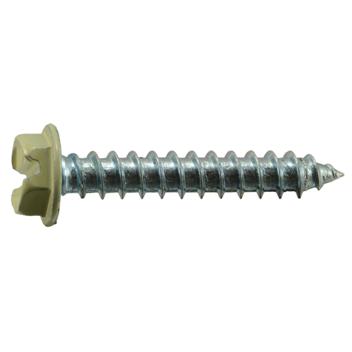 #8 x 1" Beige Painted Steel Slotted Hex Washer Head Sheet Metal Screws