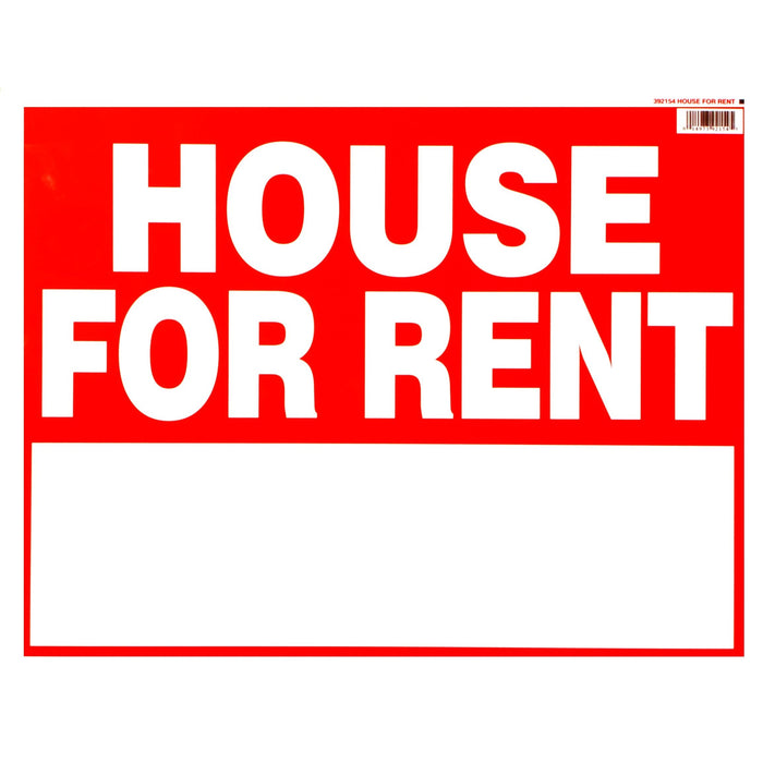 14" x 18" Styrene Plastic "House for Rent" Signs
