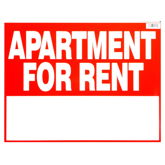 14" x 18" Styrene Plastic "Apartment for Rent" Signs