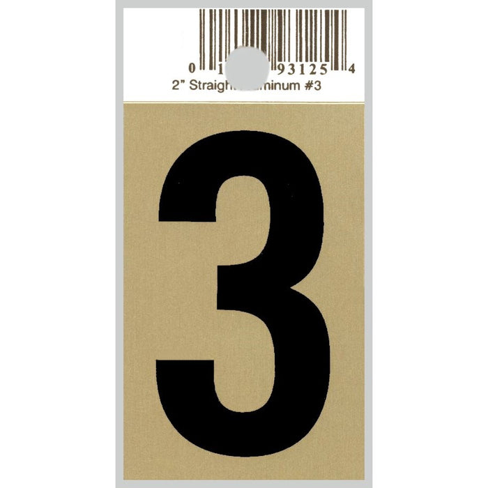 2" - "3" Straight Black & Gold Numbers