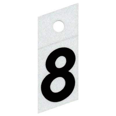 1" - "8" Slanted Black Reflective Numbers