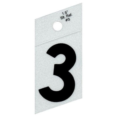 1.5" - "3" Straight Black Reflective Numbers