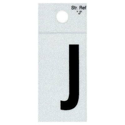 1" - "J" Straight Black Reflective Letters