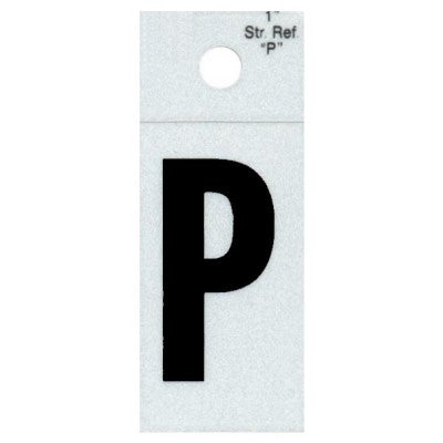 1" - "P" Straight Black Reflective Letters