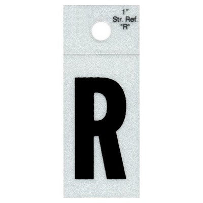 1" - "R" Straight Black Reflective Letters