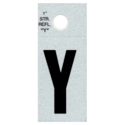 1" - "Y" Straight Black Reflective Letters