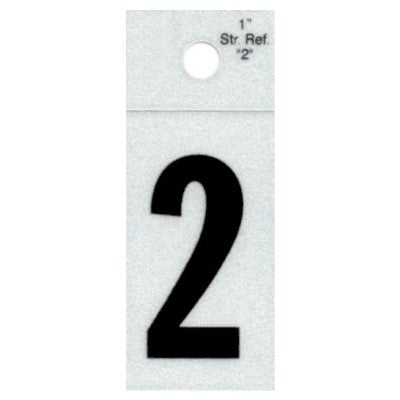 1" - 2 Straight Black Reflective Numbers