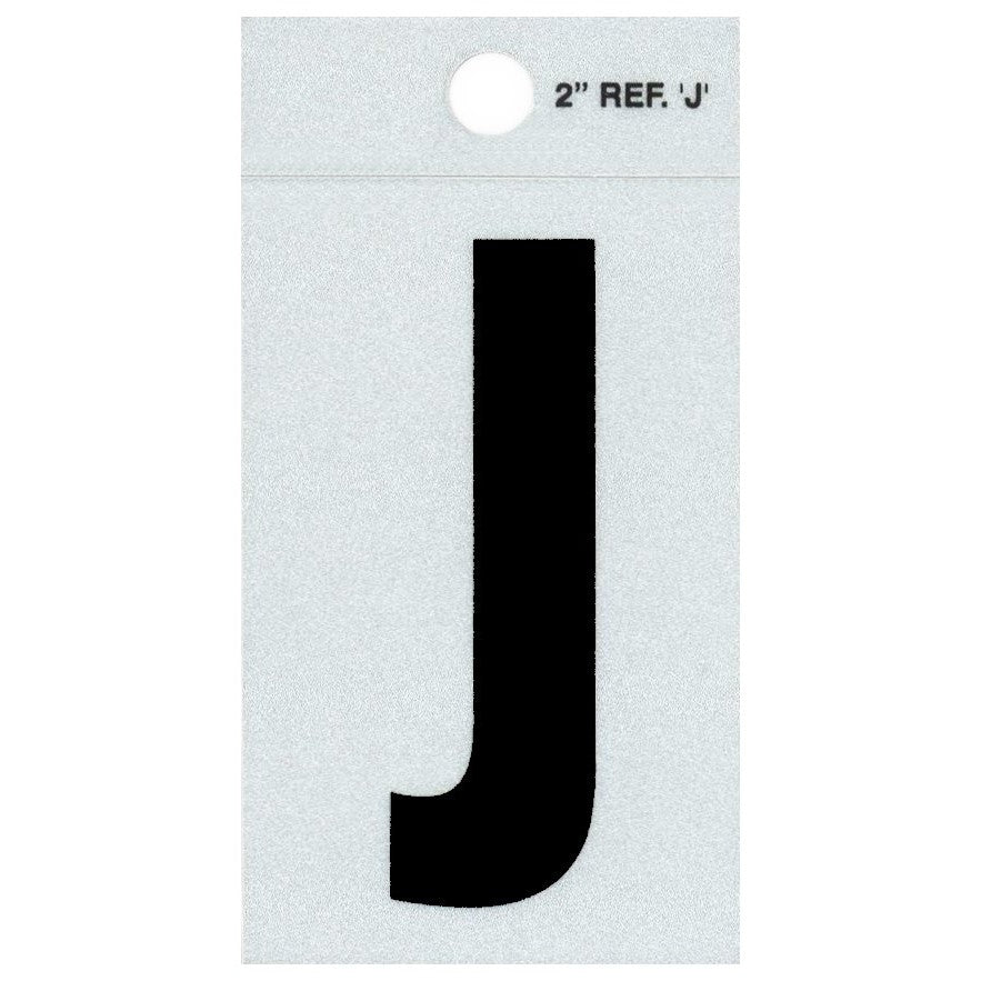 2" - J Straight Black Reflective Letters
