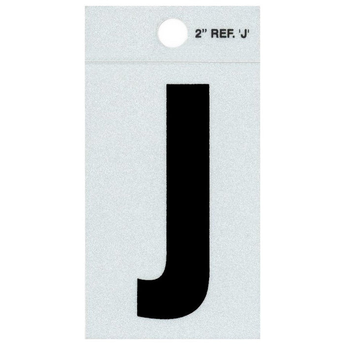 2" - J Straight Black Reflective Letters