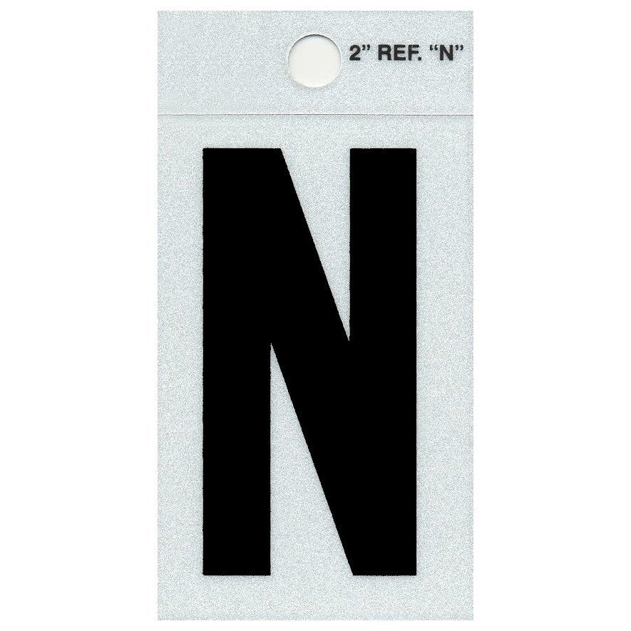 2" - N Straight Black Reflective Letters