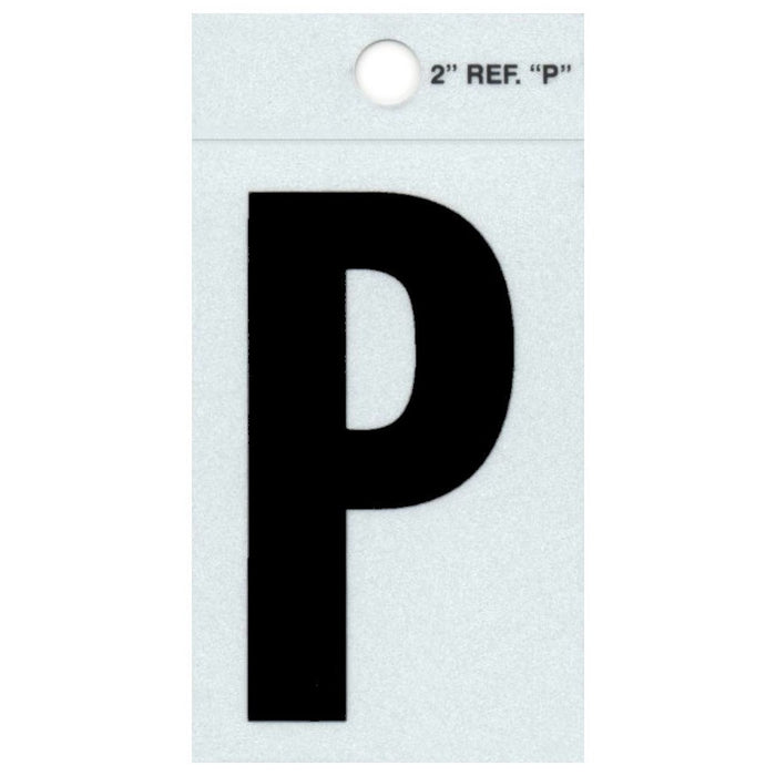 2" - P Straight Black Reflective Letters