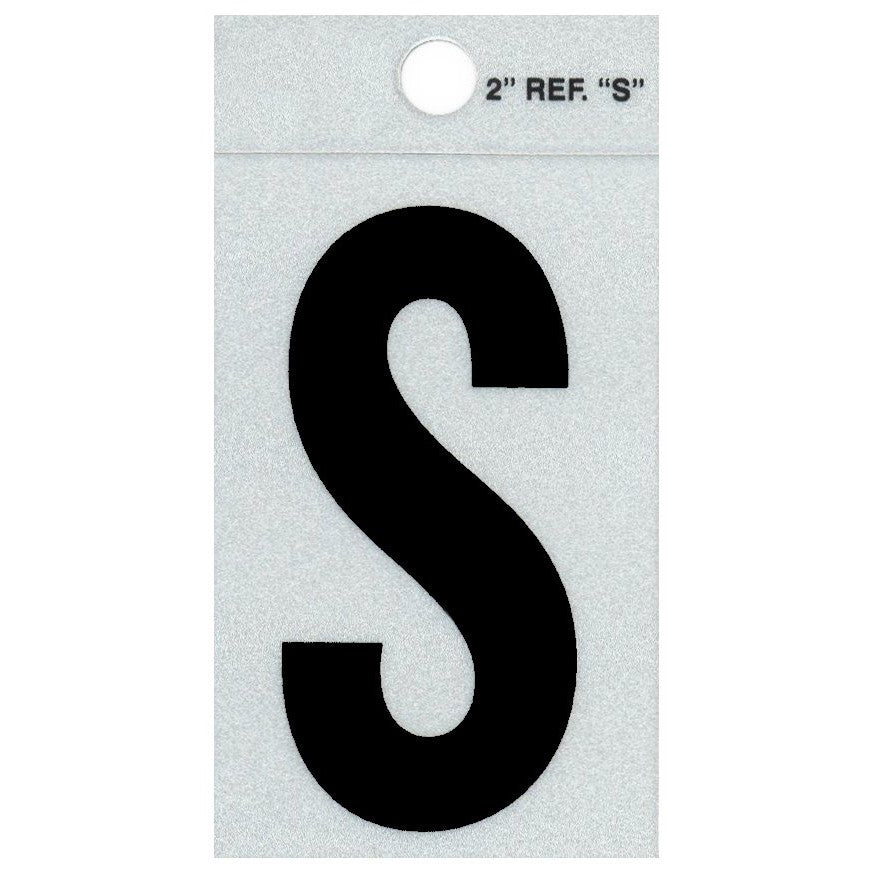 2" - S Straight Black Reflective Letters