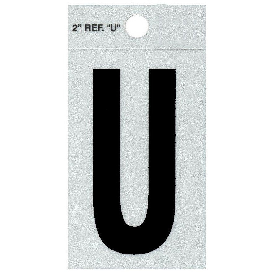 2" - U Straight Black Reflective Letters