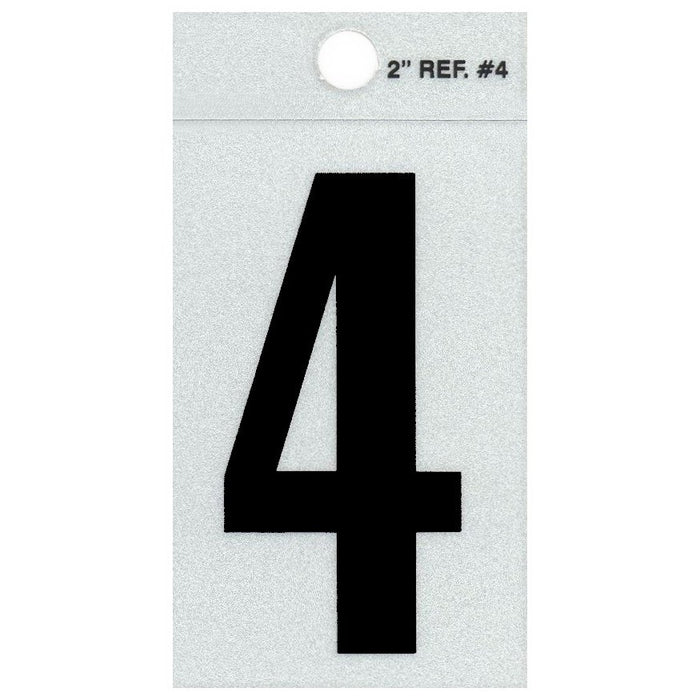 2" - 4 Straight Black Reflective Numbers