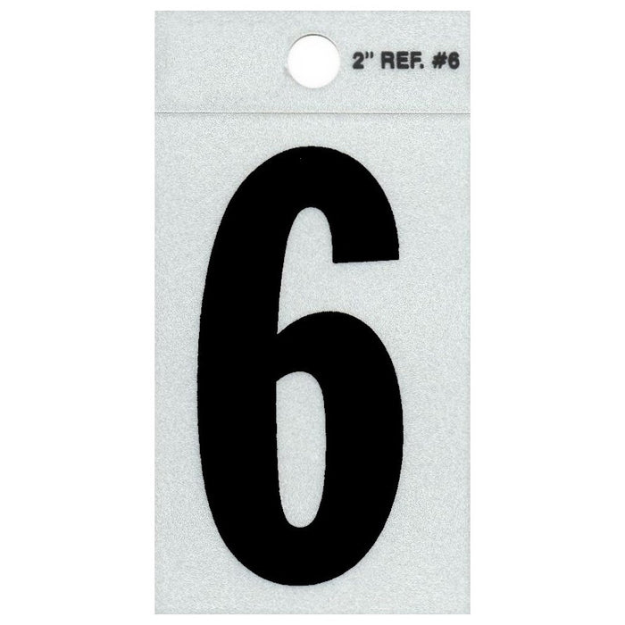 2" - 6 Straight Black Reflective Numbers