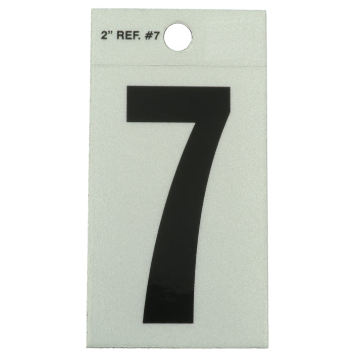 2" - 7 Straight Black Reflective Numbers