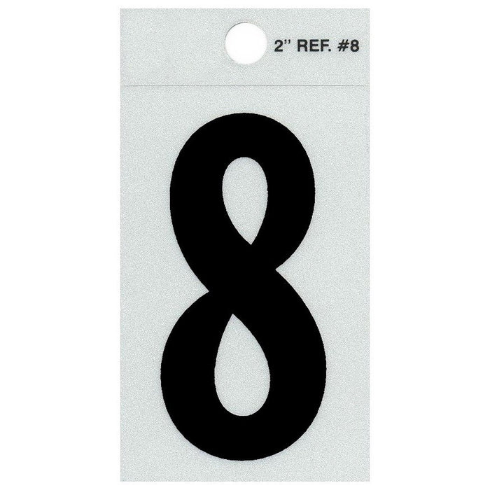 2" - 8 Straight Black Reflective Numbers