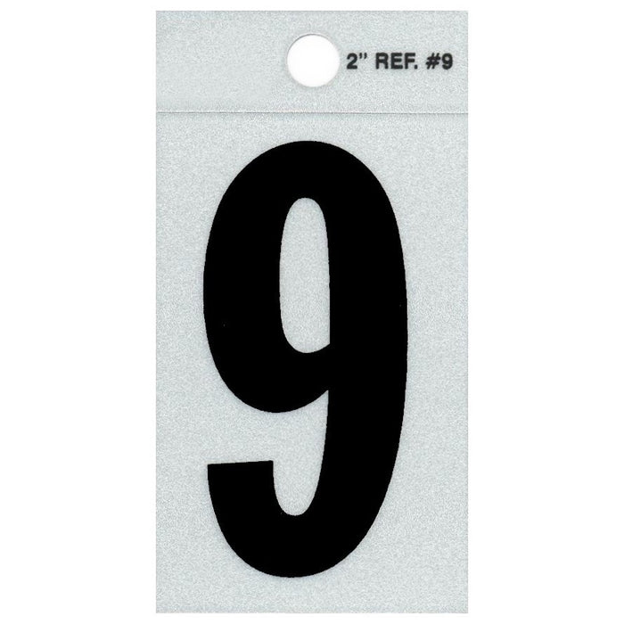 2" - 9 Straight Black Reflective Numbers