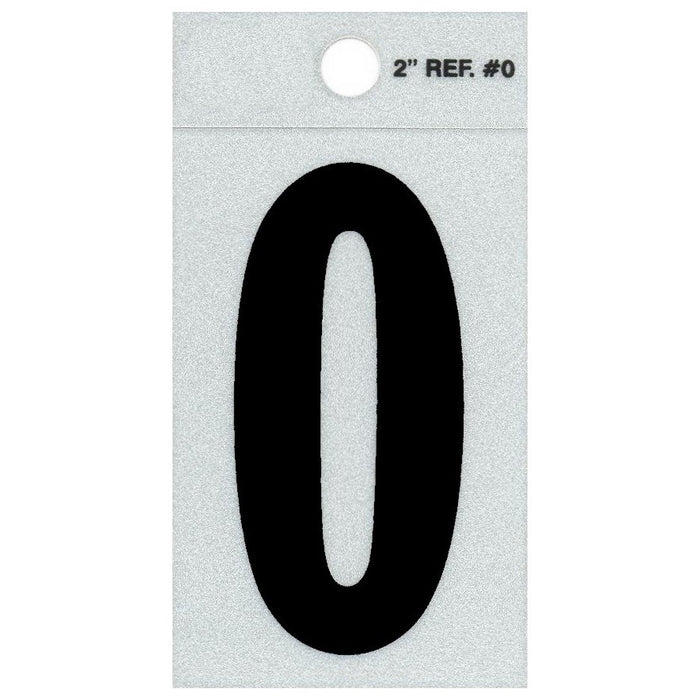 2" - 0 Straight Black Reflective Numbers