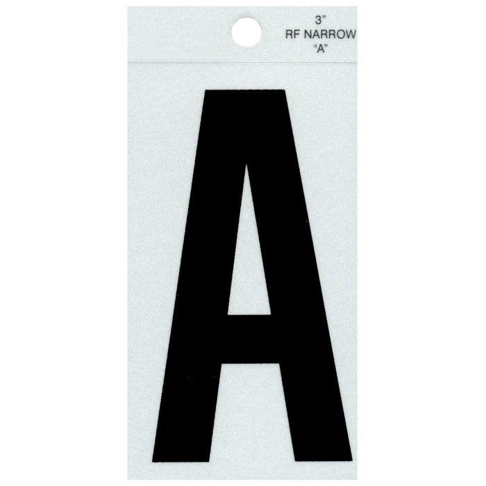 3" - A Straight Narrow Black Reflective Letters