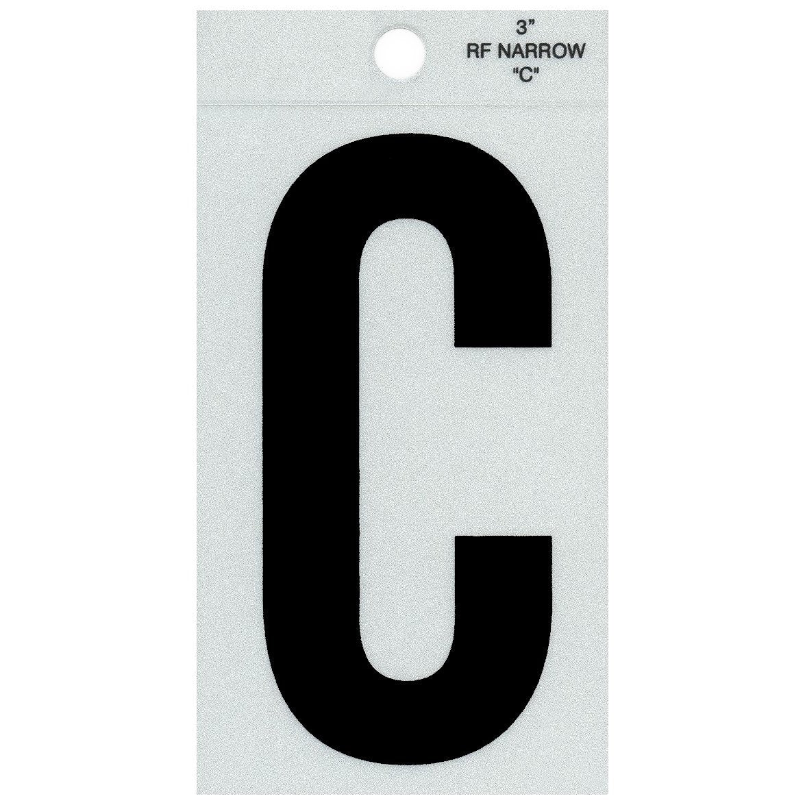 3" - C Straight Narrow Black Reflective Letters