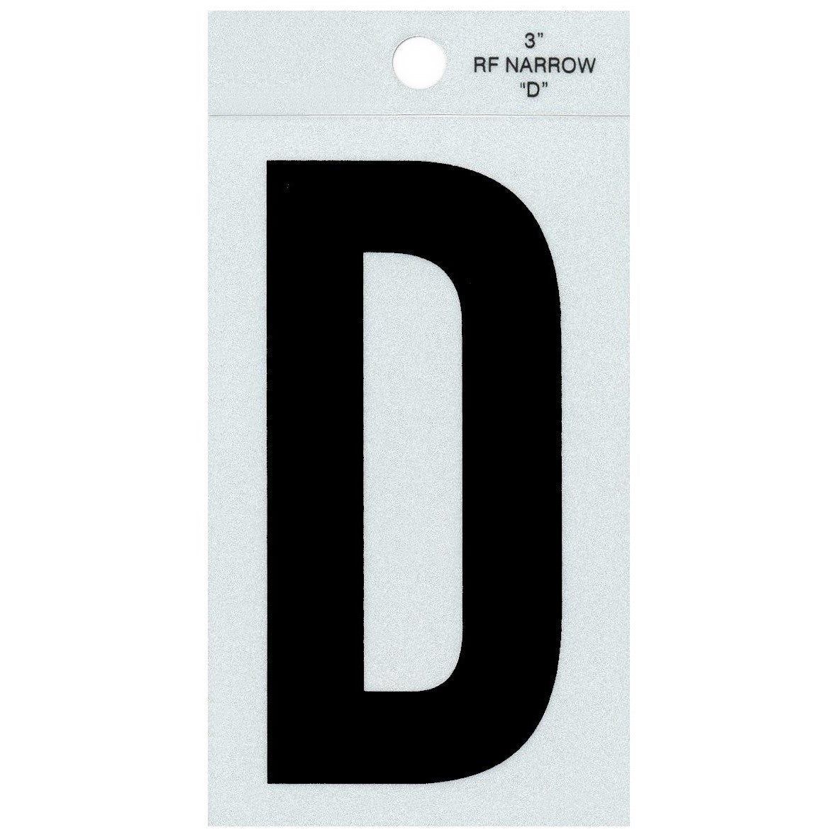 3" - D Straight Narrow Black Reflective Letters