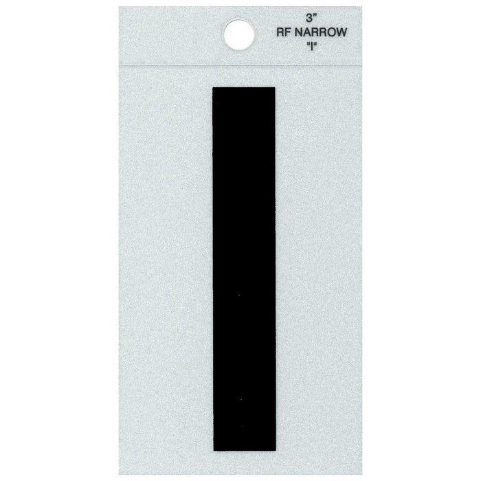 3" - I Straight Narrow Black Reflective Letters