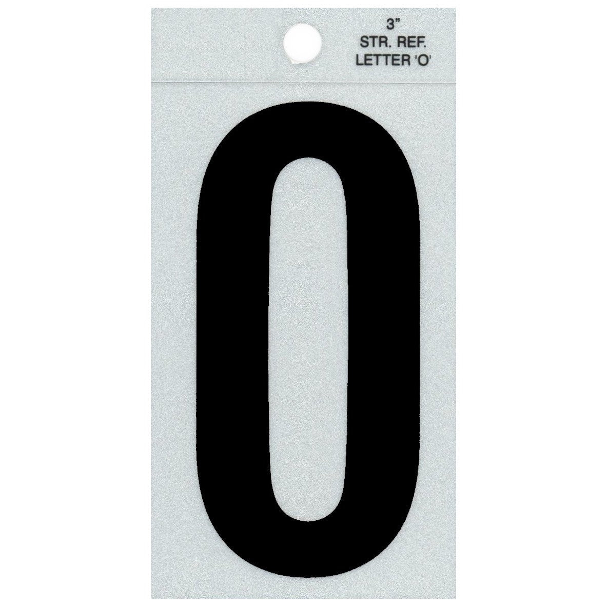 3" - O Straight Narrow Black Reflective Letters