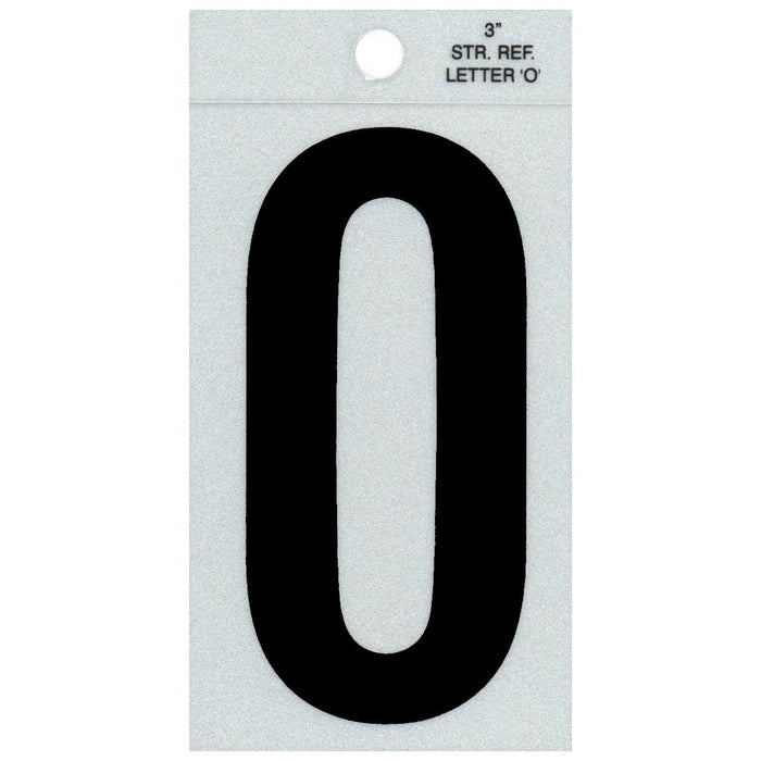 3" - O Straight Narrow Black Reflective Letters