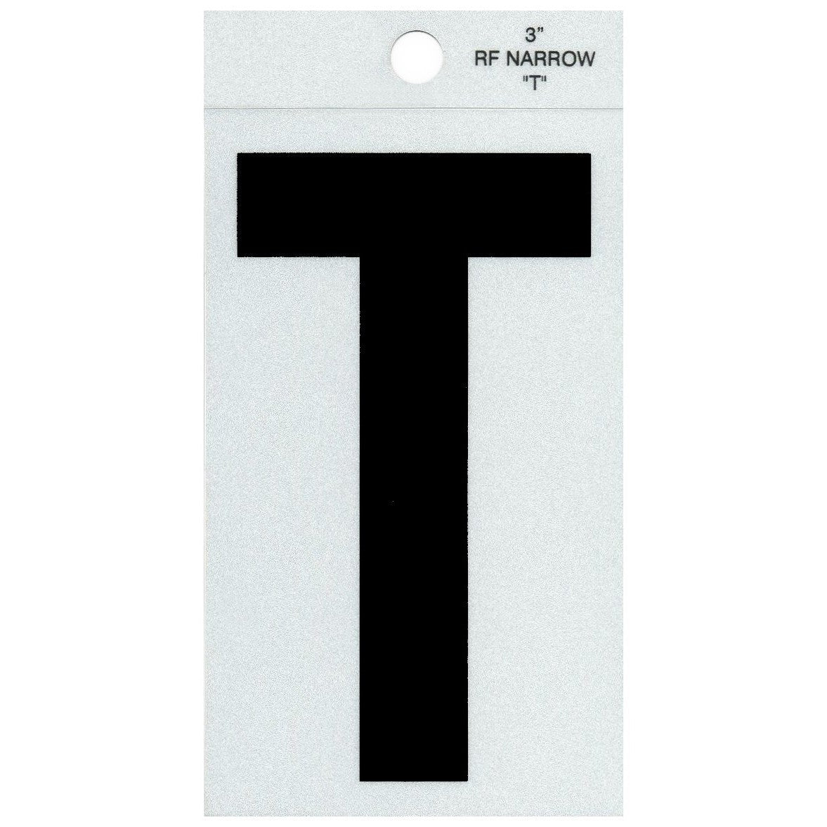 3" - T Straight Narrow Black Reflective Letters