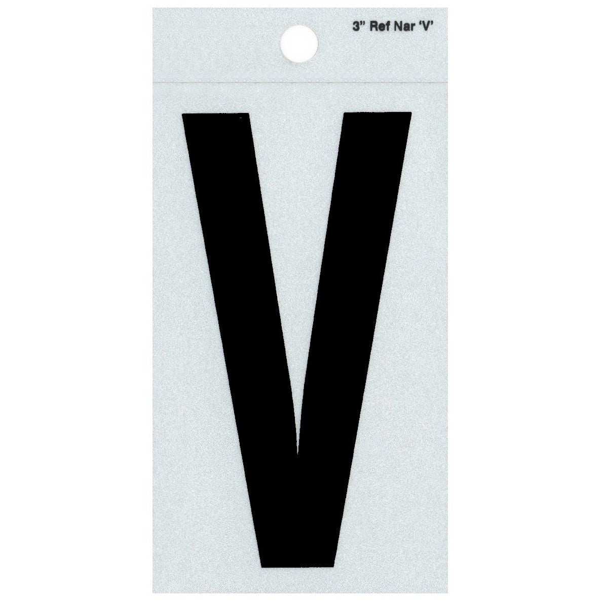 3" - V Straight Narrow Black Reflective Letters