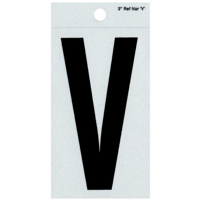 3" - V Straight Narrow Black Reflective Letters