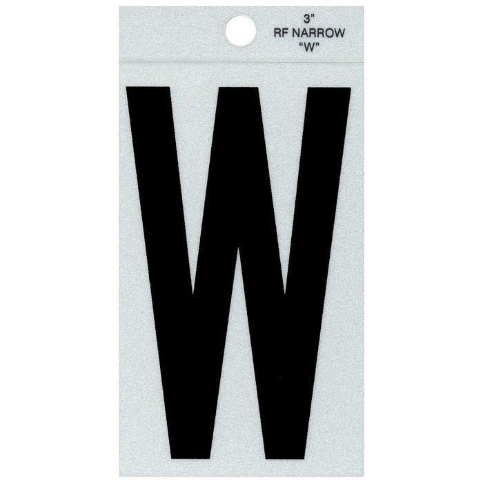 3" - W Straight Narrow Black Reflective Letters
