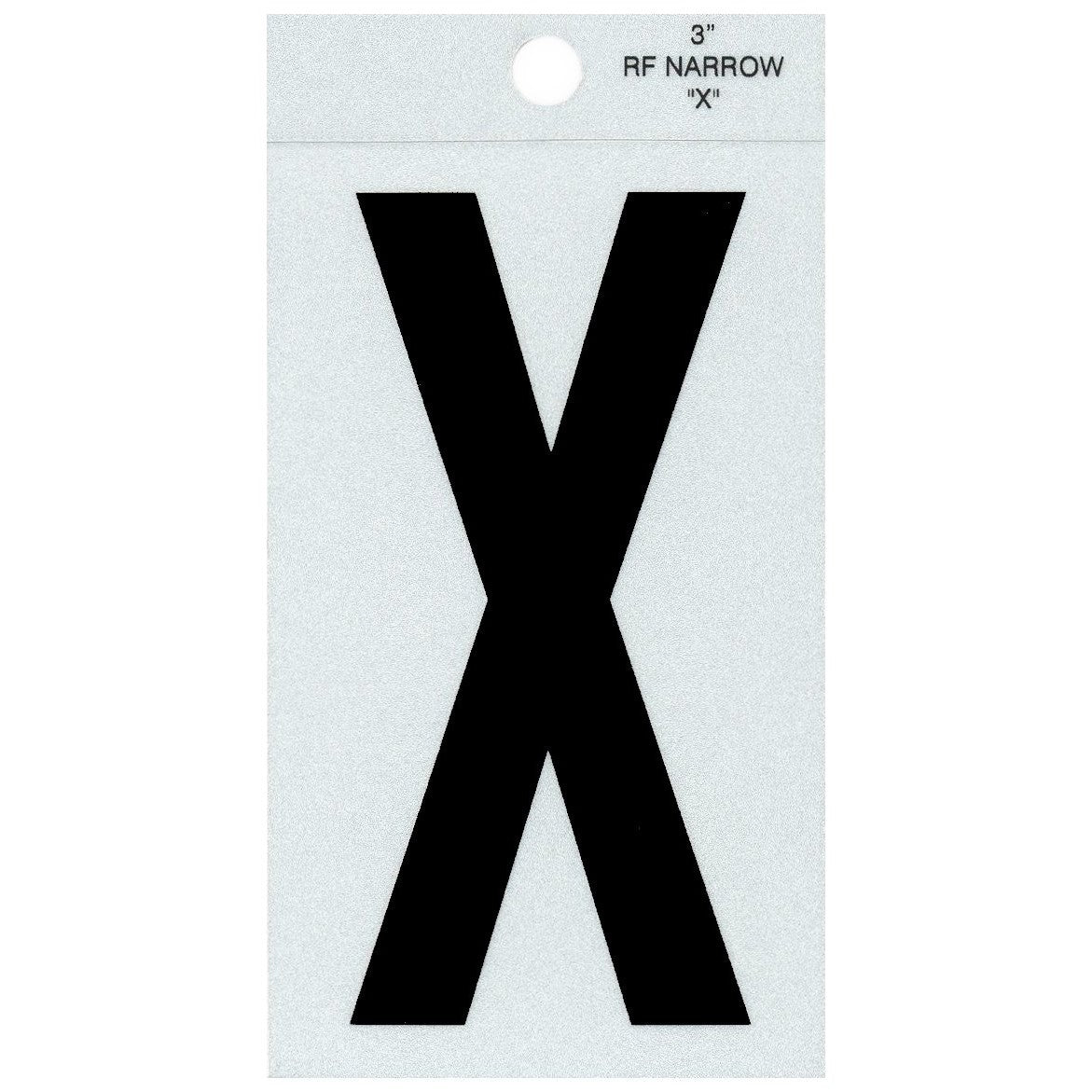 3" - X Straight Narrow Black Reflective Letters