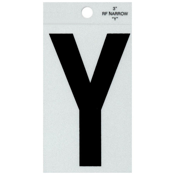 3" - Y Straight Narrow Black Reflective Letters