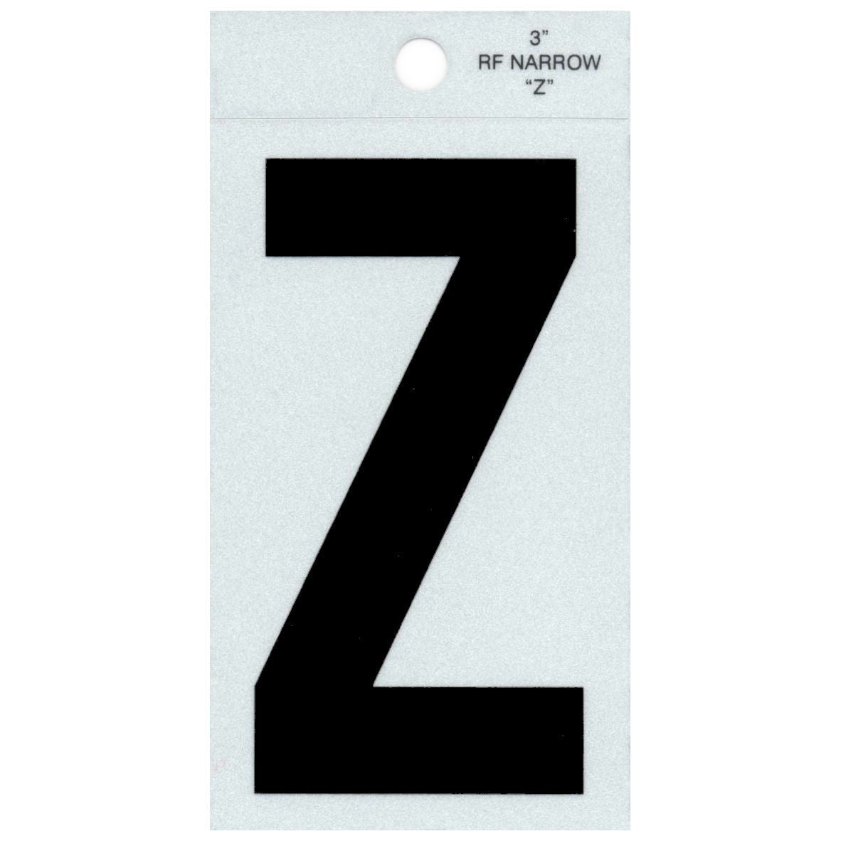 3" - Z Straight Narrow Black Reflective Letters