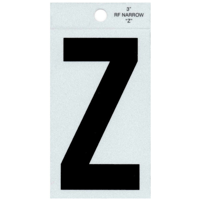 3" - Z Straight Narrow Black Reflective Letters