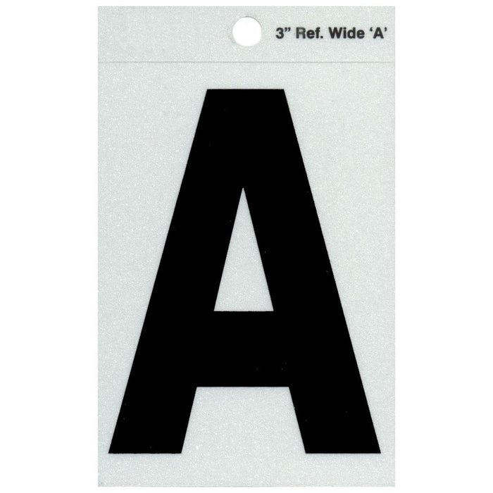 3" - A Straight Wide Black Reflective Letters